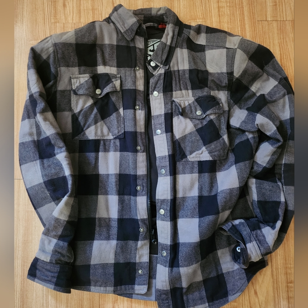 Speed & Strength Dropout Flannel Motorcycle Shirt Grey/Black Men's Large